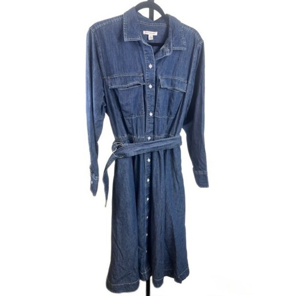 Free Assembly Shirtdress Women's Size XL 16 18 Blue Denim Belted Button Front